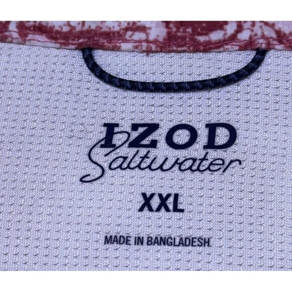 Izod Saltwater Mens XXL Red White Crab Print Short Sleeve Button-Up Summer Shirt - Picture 11 of 11